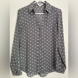 EXPRESS - Portofino shirt slim fit, Small, Grey w/ white dot